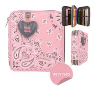 Depesche 12766 Miss Melody Bandana - Gefüllte 2-Fach Federtasche mit Bandana-Muster, rosa Federmappe mit Buntstiften, Lineal, Schere uvm.