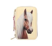 Miss Melody 3-Fach Federtasche mit Pferdekopf-Applikation inkl. Stifte