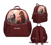 Depesche 13681 Miss Melody Dreamland - Rucksack in Beerefarben, mit Pferde Motiv und Raffung, Tasche mit verstellbaren Trägern
