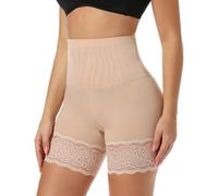 MISS MOLY Bauchweg Unterhose Damen Shapewear Spitze Miederhose Mit Hoher Taille Anti-Exposition-Leggings Body Shaper Miederpants Shaping Unterwäsche XL #1Hohe Taille Beige