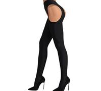 Miss O Strip Panty Suspender Tights-Large-Black