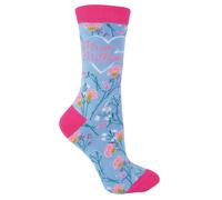 Miss Sparrow Damen-Mama-Socken | Blumengemusterte Bambussocken | Atmungsaktiv weich | Geschenke für Mütter zum Muttertag (blau) US 37-40