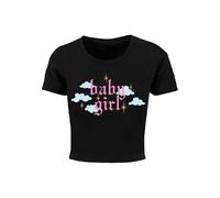 Kurzarmshirt MISS TEE "Miss Tee Damen Baby Girl Cropped Tee", Herren, Gr. S, schwarz, 100% Baumwolle, bedruckt, casual, normal, Rundhals, Kurzarm, Shirts (76765053-S) schwarz