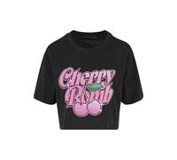 Miss Tee T-Shirt Cherry Bomb Ladies Short – Damen Oversize, bedruckt, 100% Baumwolle, Schwarz 3XL