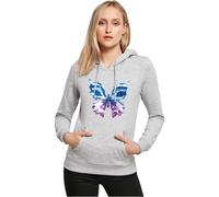 Miss Tee Damen Chromed Butterfly Hoody Heather Grey, XL