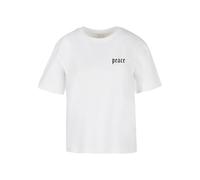 Miss Tee Damen T-Shirt Girls Peace Hand Tee Weiß 100% Baumwolle Oversize Rundhals Gr. S