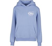 Kapuzensweatshirt MISS TEE "Miss Tee Good Vibes Ladies Fluffy Hoody", Damen, Gr. L, blau (powderblau), 70% Baumwolle, 30% Polyester, bedruckt, Rundhals, Sweatshirts (82118830-L) powderblau