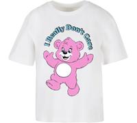 Miss Tee Damen T-Shirt Really Don't Care Pink Bear MST319 White-S