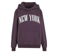 Kapuzenpullover MISS TEE "Miss Tee New York Ladies Fluffy Hoody", Damen, Gr. S, plumlila, 70% Baumwolle, 30% Polyester, mehrfarbig, loose fit, ohne Ausschnitt, Pullover Kapuzenpullover (74787416-S) pl