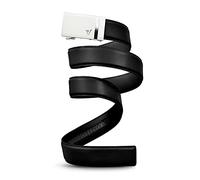 Mission Belt Herren Ratschengürtel aus Leder - Ohne Löcher, 40 mm Metallschnalle, Alpine 40 - White Buckle/Black Leather, Extra Large (39-42)