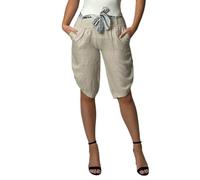 Mississhop 2081 Damen Leinen Bermuda Shorts 100% Leinen, kurz, bequem, luftige Freizethose Beige L