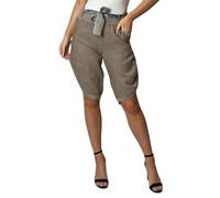 Mississhop 2081 Damen Leinen Bermuda Shorts 100% Leinen, kurz, bequem, luftige Freizethose Hellbraun XL