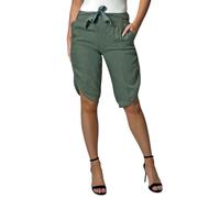 Mississhop 2081 Damen Leinen Bermuda Shorts 100% Leinen, kurz, bequem, luftige Freizethose Oliv XL
