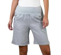 Mississhop 280 Damen Leinenshorts Bermuda - Kurze Sommerhose aus 100% Leinen, luftig, elegant, mit Knöpfen Grau S