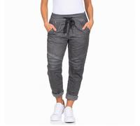 Mississhop 325 Damen Hose Freizeithose Stoffhose Elegante Haremshose im Birker Look Graphit