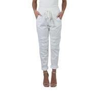 Mississhop 325 Damen Hose Freizeithose Stoffhose Elegante Haremshose im Birker Look Weiß