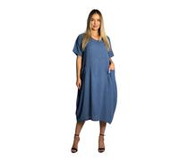 Mississhop 387 Leuchtendes 100% Baumwolle Basic T-Shirt-Kleid - Lässige Sommermode, Kurzärmelig, Weiches und Bequemes Material Jeansblau