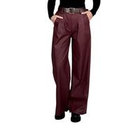 Mississhop 403 Damen Hose aus Kunstleder mit Gürtel Bordeaux