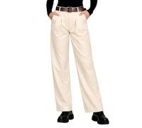 Mississhop 403 Damen Hose aus Kunstleder mit Gürtel Creme