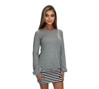 Mississhop 5-78 Damen Minikleid Kleid Tunika mit schwarzen Streifen Grau 2XL