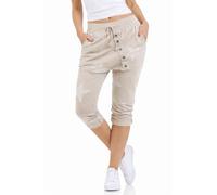 Mississhop Damen Capri Hose Haremshose Ballonhose Pluderhose Pumphose Aladinhose Sommerhose Sternen Print Stern Muster Baggy Pants 3/4