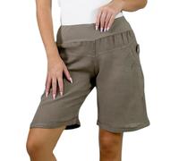 Mississhop Damen Leinenshorts Bermuda - Kurze Sommerhose aus 100% Leinen, luftig, elegant, mit Knöpfen