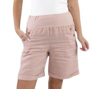 Mississhop Damen Leinenshorts Bermuda - Kurze Sommerhose aus 100% Leinen, luftig, elegant, mit Knöpfen