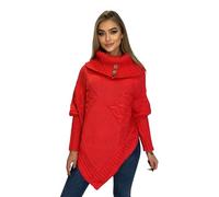 Mississhop Poncho Strick Sweatshirt Pullover Umhang Überwurf 30-01 Korall