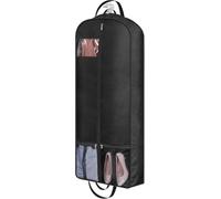 MISSLO 137cm Anzug Kleidersack für Reise, Schutzhülle mit 15cm Zwickel für Damen, Herren Anzugtasche Travelite Lang Kleiderhülle mit 4 Griffe und Taschen für Mäntel, Kleidung, Schwarz