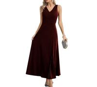 Missufe Damen Elegant Wickelkleid Abendkleid Cocktailkleid Ballkleid Maxikleid Lang Hochzeit Festlich V-Ausschnitt Kleider mit Schlitz