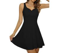 Missufe Partykleid Cocktailkleid A Linien Abendkleid Damen Sommerkleid Rockabilly Minikleid Swing Elegant Kleider (schwarz, groß)