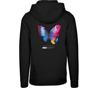 Kapuzensweatshirt MISTERTEE "MisterTee Herren Become the Change Butterfly 2.0 Hoody", Herren, Gr. 3XL, schwarz, 65% Baumwolle, 35% Polyester, bedruckt, Sweatshirts (35776020-XXXL) schwarz