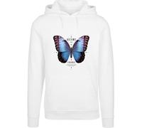 Kapuzenpullover MISTERTEE "MisterTee Herren Become The Change Butterfly Hoody", Herren, Gr. XL, weiß, 65% Baumwolle, 35% Polyester, mehrfarbig, normal, ohne Ausschnitt, Pullover Kapuzenpullover (37788