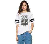 Mister Tee Damen Ladies 2Pac Stripes Tee T-shirts, White, S