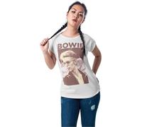 Mister Tee Damen Ladies David Bowie Tee T-shirts, White, M