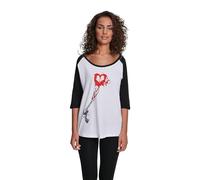 Mister Tee Damen T-Shirt Ladies Pistole Heart Raglan, wht/blk, XL, MT855