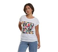 Mister Tee Damen T-Shirt Ladies Run DMC Floral Extended Shoulder Tee, Print T-Shirt für Frauen, Graphic T-Shirt, Streetwear