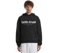 Mister Tee Herren Faith and Trust Fluffy Hoody - Loose Fit Kapuzenpullover mit Statement-Print im minimalistischen Streetstyle, Schwarz, XXL