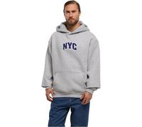 Mister Tee Herren NYC College Letters Fluffy Hoody - Loose Fit Kapuzenpullover mit Stickerei im College-Design, Heidegrau, S