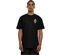 Mister Tee Herren Santa Monica Oversize T-Shirt - Lockerer Fit mit Front- und Backprint, Streetstyle Statement in Heavy Cotton, Black, XL