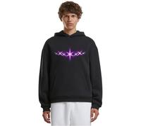 Mister Tee Herren Starlights Fluffy Hoody - Loose Fit Kapuzenpullover mit leuchtendem Sternen-Print im Streetwear-Look, Schwarz, M