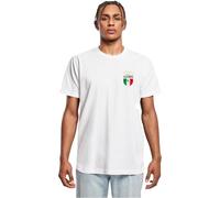 Mister Tee Herren Kurzarm-T-Shirt Azurro Italia Crest 100% Baumwolle Weiß 5XL