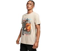 Mister Tee Herren T-Shirt Tupac Retro Kurzarm Beige Größe M