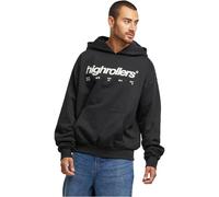 Kapuzensweatshirt MISTERTEE "MisterTee Highrollers Oversize Hoody", Herren, Gr. S, schwarz, 100% Baumwolle, bedruckt, Langarm, Sweatshirts (32472235-S) schwarz