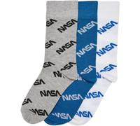 Mister Tee Jungen Socken Nasa Allover Socks Kids 3-Pack Brightblue/Grey/White-27-30