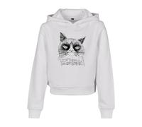 Mister Tee Mädchen Kapuzenpullover Kids Unhappy Cat Cropped Hoody White 110/116