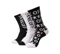 Mister Tee Unisex MT2153-Fuck Off Allover 3-Pack Socken, Black/White, 43-46