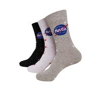 Mister Tee Unisex Nasa Insignia Socks 3-pack Lässige, schwarz/grau/weiß, 35-38