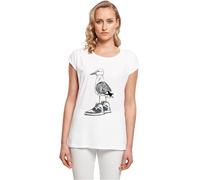 Mister Tee Weiblich Collarless T-Shirt, Weiß, S