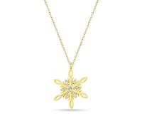 Misty Halskette Damen Schneeflocke - 925 Sterling Silber Echtschmuck - Zirkonia Anhänger - Geschenk für Frauen - Elegant in Silber, Roségold & Gold - Schmuck für Winter & Weihnachten (Gold)